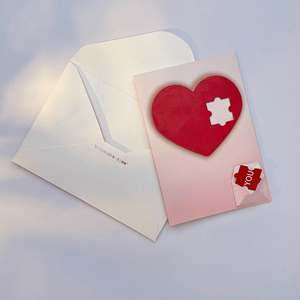 Carte de vœux personnalisée avec puzzle d'amour pour anniversaire, mariage, Saint-Valentin, avec message enregistré, cadeau pour petite amie, message caché lumineux, confession - Product Image 1