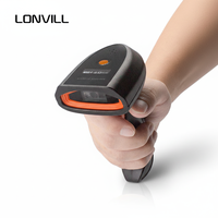 Lecteur de codes-barres sans fil LONVILL BT 2.4G avec retour vocal, lit les codes sur papier, écran LCD, téléphone, scanner de codes-barres portable
