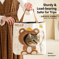 Sac de transport pour chat en toile mignon, sac fourre-tout respirant pour animaux de compagnie avec ouverture pour la tête, pour petits chiens et chats, sac à bandoulière portable pour les voyages en extérieur