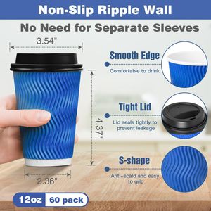 Tapa de Papel Kraft Corrugado Aislante y Biodegradable para Café Espresso, Personalizada, Desechable, de 8oz, 12oz y 16oz - Product Image 2