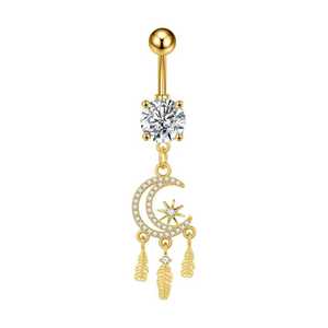 Piercing de comercio electrónico transfronterizo europeo y americano, Nueva joyería de moda, anillo dorado para ombligo, joyería Piercing con incrustaciones de circón - Product Image 3