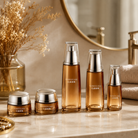 Ensemble d'emballages cosmétiques en verre sur mesure, 120 ml, 100 ml, 40 ml, 50 g, 30 g, flacon et pot à crème avec impression de logo