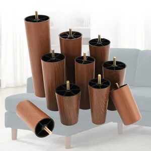 OEM Factory 100MM Height High Quality For Sofa Support Wood Wooden Grain Plastic Sofa Furniture Legs With Printing