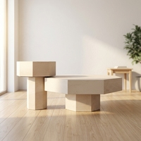 Ensemble de socle de table basse en résine de marbre naturel et de pierre calcaire, couleur crème, pour usage hôtelier, taille personnalisée, résistant à l'eau