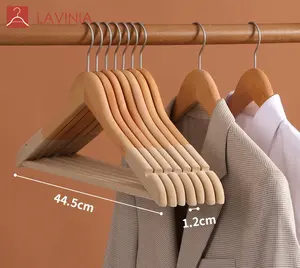 Lavinia Hersteller benutzer definierte rutsch feste Samt Holz Kleiderbügel Schulter mantel Anzug Holz Kleiderbügel