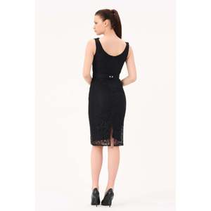Robe décontractée élégante noire en mélange de polyester pour femme DANS, coupe confortable et design moderne pour un usage quotidien - Product Image 4