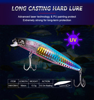 Effet UV 99mm 14g Flash Lame Pêche Minnow Leurre Imprimé Appâts Artificiels Flottants pour Bar Brochet Lac Bateau Appâts de Bain