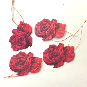 100% Handmade Seed Paper Die-out Rose Flower hang Tag with String