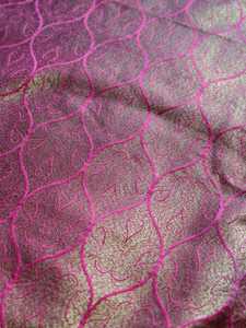 Tissu en polyester tissé, satin floral, tissu à motifs or rose pour vêtements, ameublement, décoration - Product Image 2