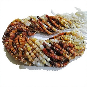 Perles facettées en opale de feu mexicaine naturelle authentique, taille 3-4 mm, longueur de brin 13 pouces - Product Image 1