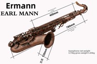 Ehrman Earl Mann Professional Brass Drop Antique Copper Tenor Saxophone with High-grade Bags