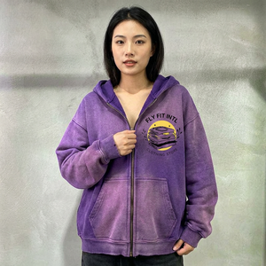 เสื้อฮู้ดโอเวอร์ไซส์แบบมีซิป Fly Fit ปรับแต่งได้ ใส่ได้ทั้งชายและหญิง ผ้าเฟรนช์เทอร์รี่ มีกระเป๋า ผ้าฝ้ายฟลีซ 100% สไตล์ลำลอง สำหรับฤดูใบไม้ร่วง - Product Image 3