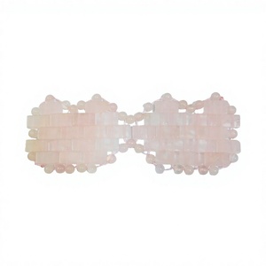 Masque de massage pour les yeux en pierre de quartz rose naturelle multi-matériaux et jade - Product Image 1