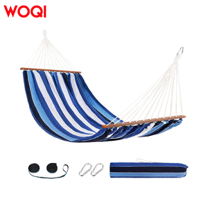 WOQI-<span class=keywords><strong>Hamac</strong></span> portable rayé pour le camping et la randonnée avec sac et équipement de levage en bois pour les voyages et la suspension - Product Image 2