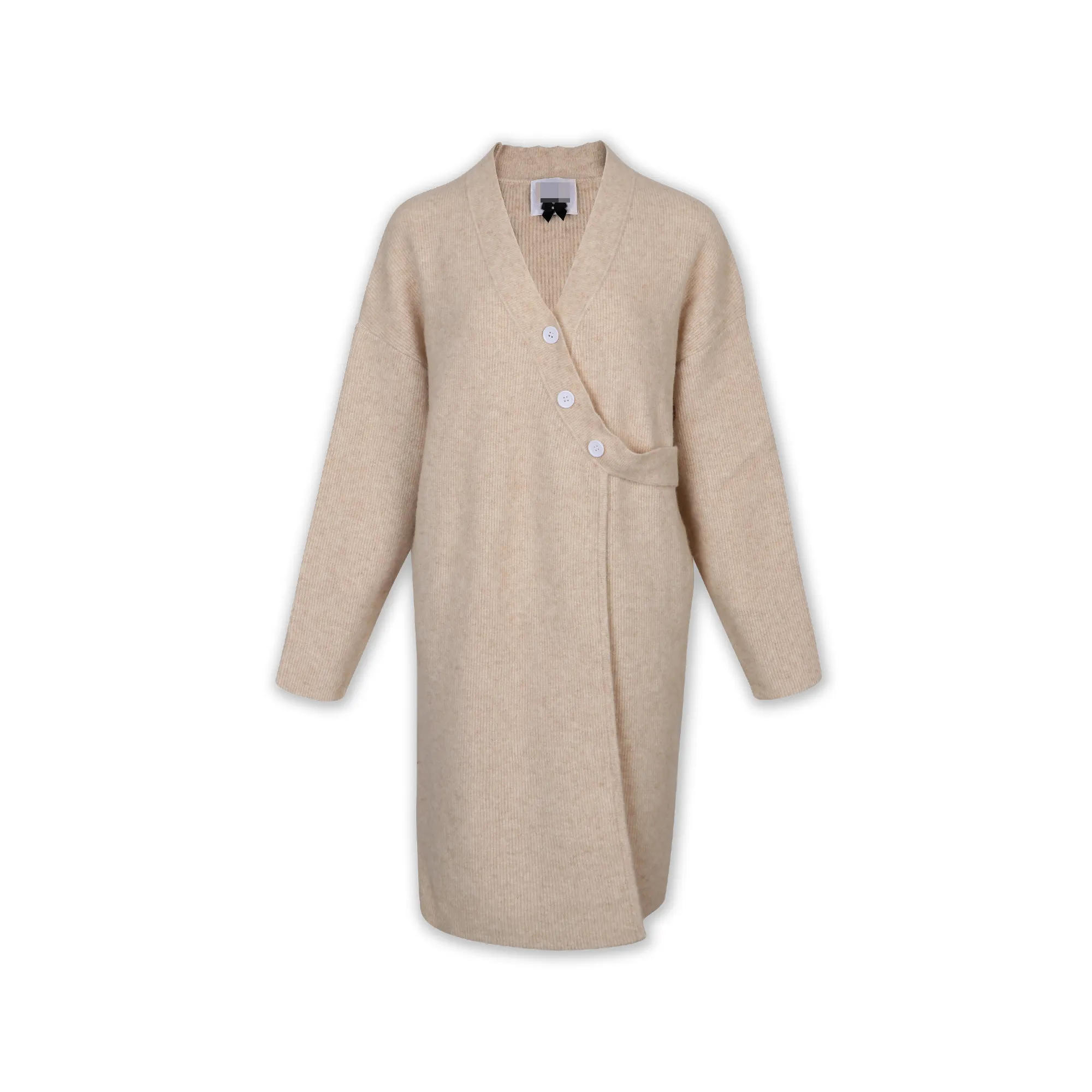 New Special Design V Neck Long Sleeve Women Long Wrap Cardigan Dress Sweater