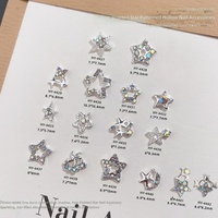 Paso Sico Cross-border AB Crystal Five-pointed Star Nail Art Accessories DIY Hollow 3D Sparkly Nail Rhinestones Alloy Nail