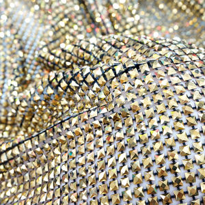 SH008 Precio de fábrica Diamante cuadrado Crystal Net Fabric Elástico <span class=keywords><strong>Aurum</strong></span> cuadrado Rhinestone Beads Mesh - Product Image 1