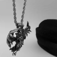 Collier Hisera rétro en acier titane avec ailes d'ange pour hommes et femmes, pendentif tendance hip-hop, chaîne en corde, accessoires pour couple