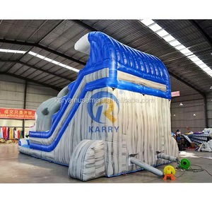 Juegos de parque acuático Material de PVC brillante Tiburón Toboganes de agua inflables con piscina Tobogán de agua inflable comercial para alquileres de fiestas - Product Image 2