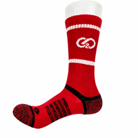 Chaussettes de sport en polyester rouge, respirantes, pour hommes et femmes, pour la course à pied, le football, le basketball, l'entraînement, jacquard, athlétiques