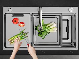 Fregadero de Cocina de Acero Inoxidable 304 Reforzado con Drenaje Automático para el Hogar, Antiarañazos - Product Image 3