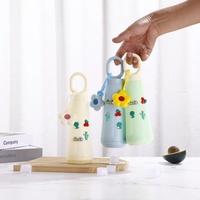 Gobelet en verre à double paroi personnalisé avec poignée florale élégante, motif de pétales mignon, motif de dessin animé, facile à transporter pour la maison et les activités sportives