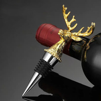 Bouchon de bouteille de liqueur en alliage de zinc, motif cerf ou lion, bouchon de vin personnalisé en forme d'animal avec strass