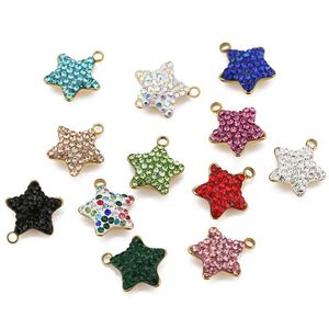 Pendentif étoile en acier inoxydable avec strass, 12 couleurs, accessoire de bijoux DIY - Product Image 1