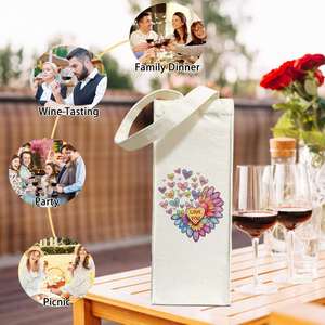 Sac cadeau pour bouteille de vin en toile de haute qualité, lavable, réutilisable, taille personnalisée, pour la Saint-Valentin, pour femmes et hommes - Product Image 3
