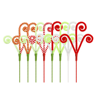 Décorations de Noël : Branches torsadées menthe, rouge et blanc, tiges bouclées, corde en fer rayée, style européen fait main pour les fêtes de Noël