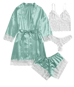 Conjunto de <span class=keywords><strong>pijamas</strong></span> personalizados de manga larga y pantalón de satén de seda de calidad de lujo en blanco ODM y OEM para mujer - Product Image 6
