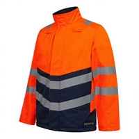 Veste de travail imperméable haute visibilité en softshell jaune fluorescent, doublée de polaire extensible, avec éléments réfléchissants