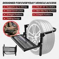 Marchepied pliable monté sur roue, capacité de charge 350 LBS, réglable, antidérapant, pour accès au toit des SUV et camions