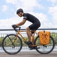 Untuk ROCKBROS 25L tas berkendara sepeda, keranjang beban belakang ganda tahan air untuk kursi sepeda tas perjalanan