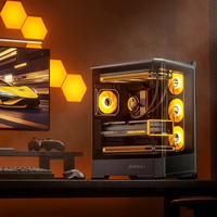 Boîtier de PC de jeu panoramique de taille moyenne, compatible Micro ATX, éclairage ARGB, panneau latéral en verre trempé, en stock