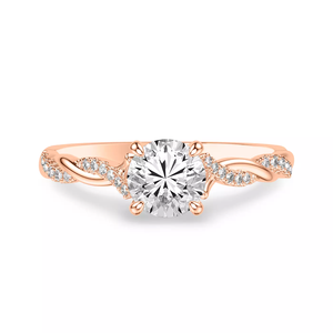 14K Gold Twisted <b>Infinity</b> Shank Pave Side Diamonds Round Lab Grown Diamond Engagement Ring IGI certificate for women Jewelry - Product Image 5