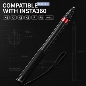 GREATYYT Aluminiumlegierung 3m Unsichtbarer Ultra-Langer Ausziehbarer Selfie-Stick Faltbares Design für <span class=keywords><strong>Insta360</strong></span> X5/X4/X3/X2/R/<span class=keywords><strong>RS</strong></span> ONE X - Product Image 4