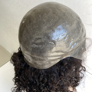 Peluca de PU 16 sin procesar, cabello humano virgen afro rizado, con color, sin pegamento, con base de seda, para alopecia, prótesis capilar, 100% cabello humano, pelucas médicas. - Product Image 4