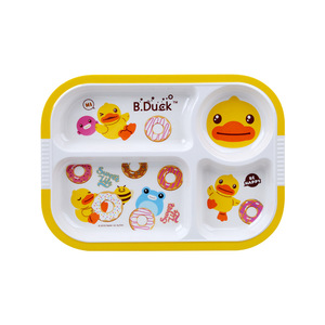 B.Duck Kids <b>Dinner</b> <b>Tray</b> Melamine 3 Compartment Cartoon Design For Children Feeding - Product Image 5
