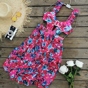 Maillot de bain une pièce Rose rouge fleuri avec bretelles ras-du-cou et jupe, tenue de plage dos nu, nouvelle collection <span class=keywords><strong>2022</strong></span> - Product Image 2