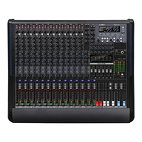Console de mixage numérique DSP professionnelle 16 canaux avec alimentation fantôme 48V, interface audio Bluetooth et carte son pour la scène