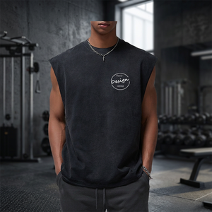 Newman High Quality 100% Cotton Knitted Anti-Pilling <b>Tank</b> <b>Top</b> <b>Men</b> Vintage Washed Sleeveless Oversized Sporty O-Neck Collar 180g - Product Image 3