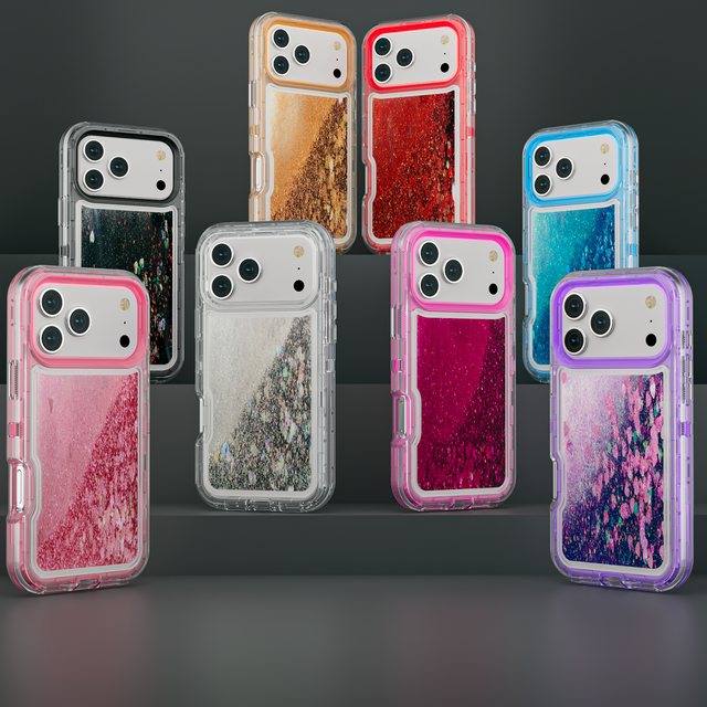 Liquid Quicksand Case Shockproof Phone Case Heavy Duty Defend Case Sparkling Glitter Case for iPhone 16 Pro Max 17 Pro Max
