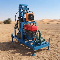 Petite plateforme de forage de puits d'eau rotative hydraulique diesel avec boîte de vitesses, portable, pour usage agricole et de construction, profondeur max. 200m, facile à utiliser