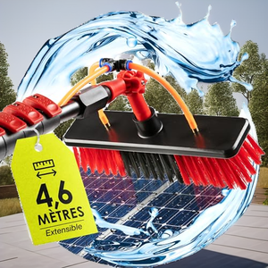 Perche télescopique en aluminium BoomDing pour le nettoyage des panneaux solaires, 4,60 m, avec brosse à tuyau interne pour le nettoyage des toits et des fenêtres - Product Image 1