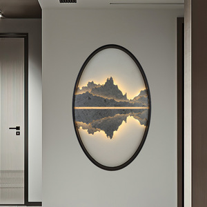 <b>Wall</b> Lamp Oval 3D Landscape Painting Led <b>Light</b> Source E27 <b>Switch</b> Control For Entrance Hall Sofa Background Custom Made - Product Image 2