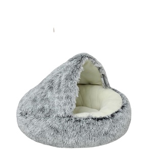 Lit pour chat et chien confortable et écologique, semi-fermé, pour l'intérieur, en peluche imprimée, amovible, lavable, portable, pour l'hiver - Product Image 1
