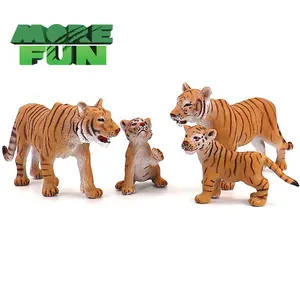  OEM ODM PVC jouets animaux en plastique réaliste écologique famille de tigre ensemble 4 en 1 jouets de tigre