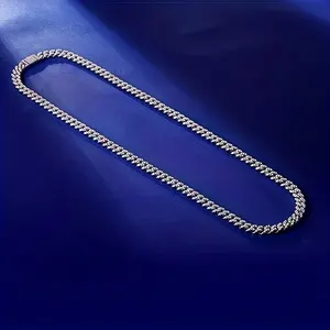 Moissanite Necklace Pendant 925 Silver Cuban ChainCuban Necklace Cuban Clavicle Chain For Men And Women.EngagemeHiphopRock