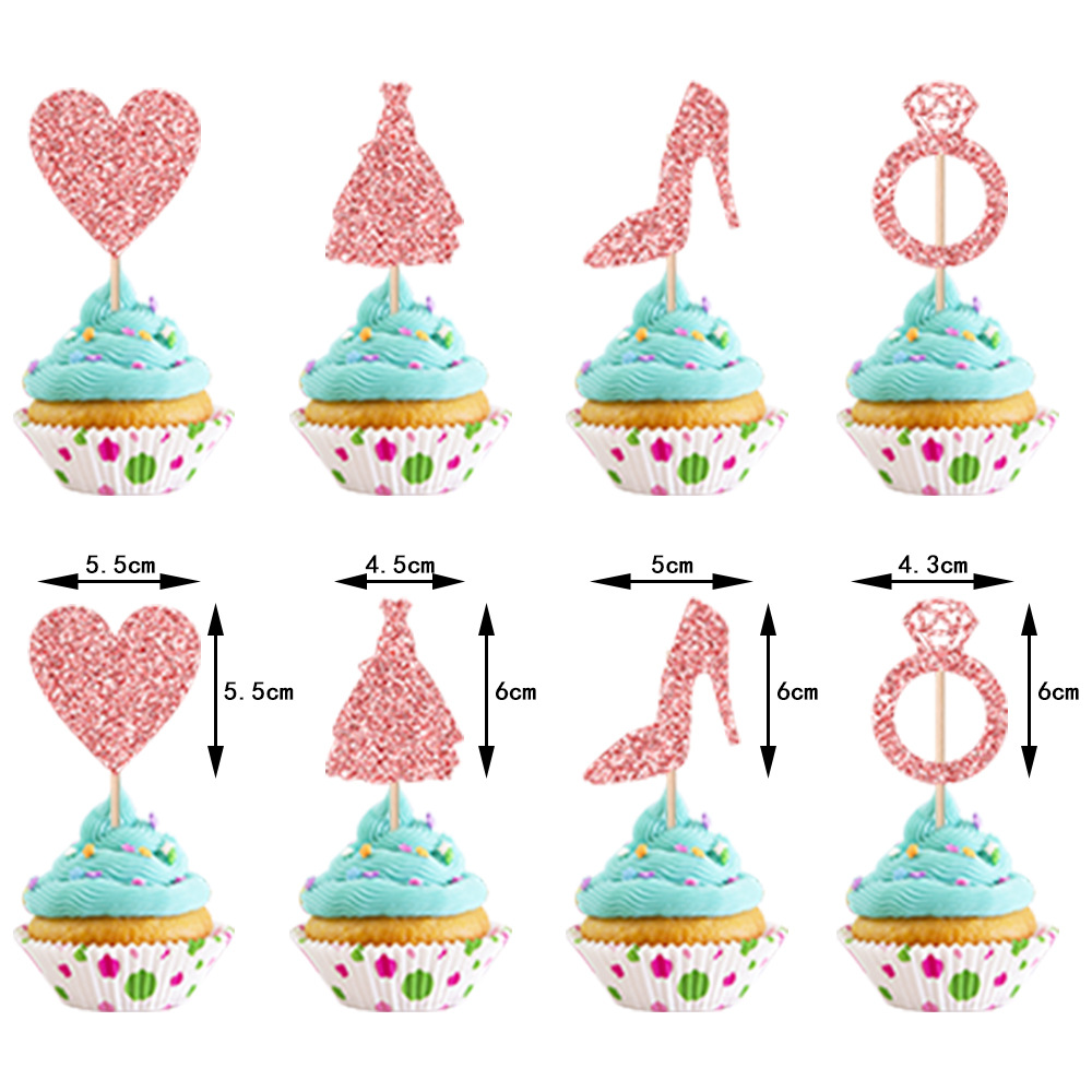 Topper per cupcake rosa da 8 pezzi